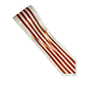 Daniel Ellissa Mens Tie White Red Striped Geometric Art Deco Artsy 57x4